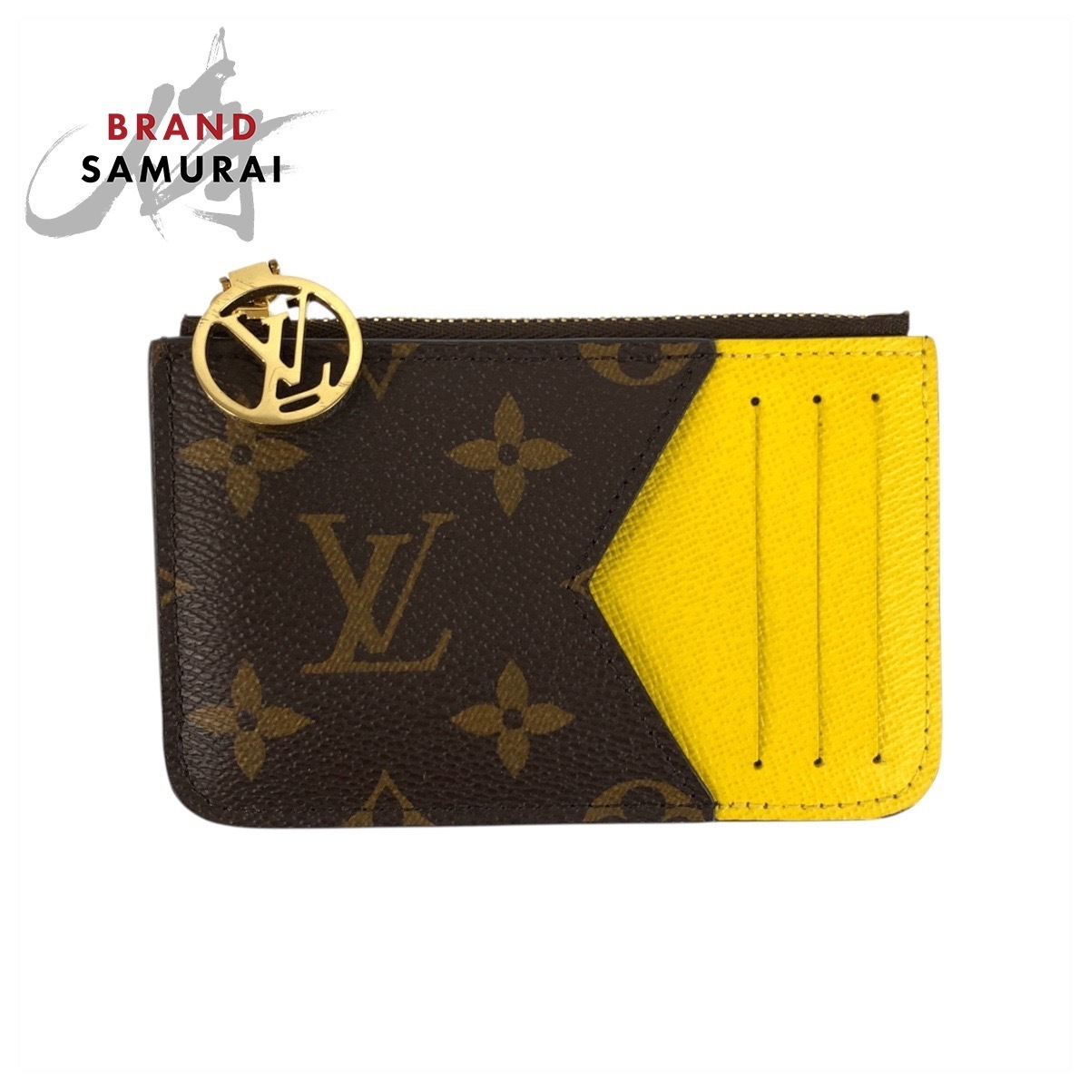 美品 LOUIS VUITTON ルイヴィトン モノグラム ポルト カルト ロミー ジョーヌ ブラウン M81882 コインケース カードケース メンズ 600126拍卖