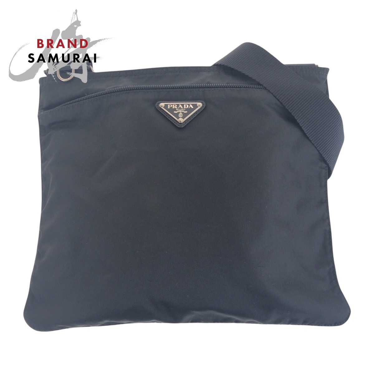 PRADA プラダ テスート 三角ロゴプレート ブラック 黒 シルバー金具 ナイロン ショルダーバッグ 男女兼用 レディース 602019拍卖