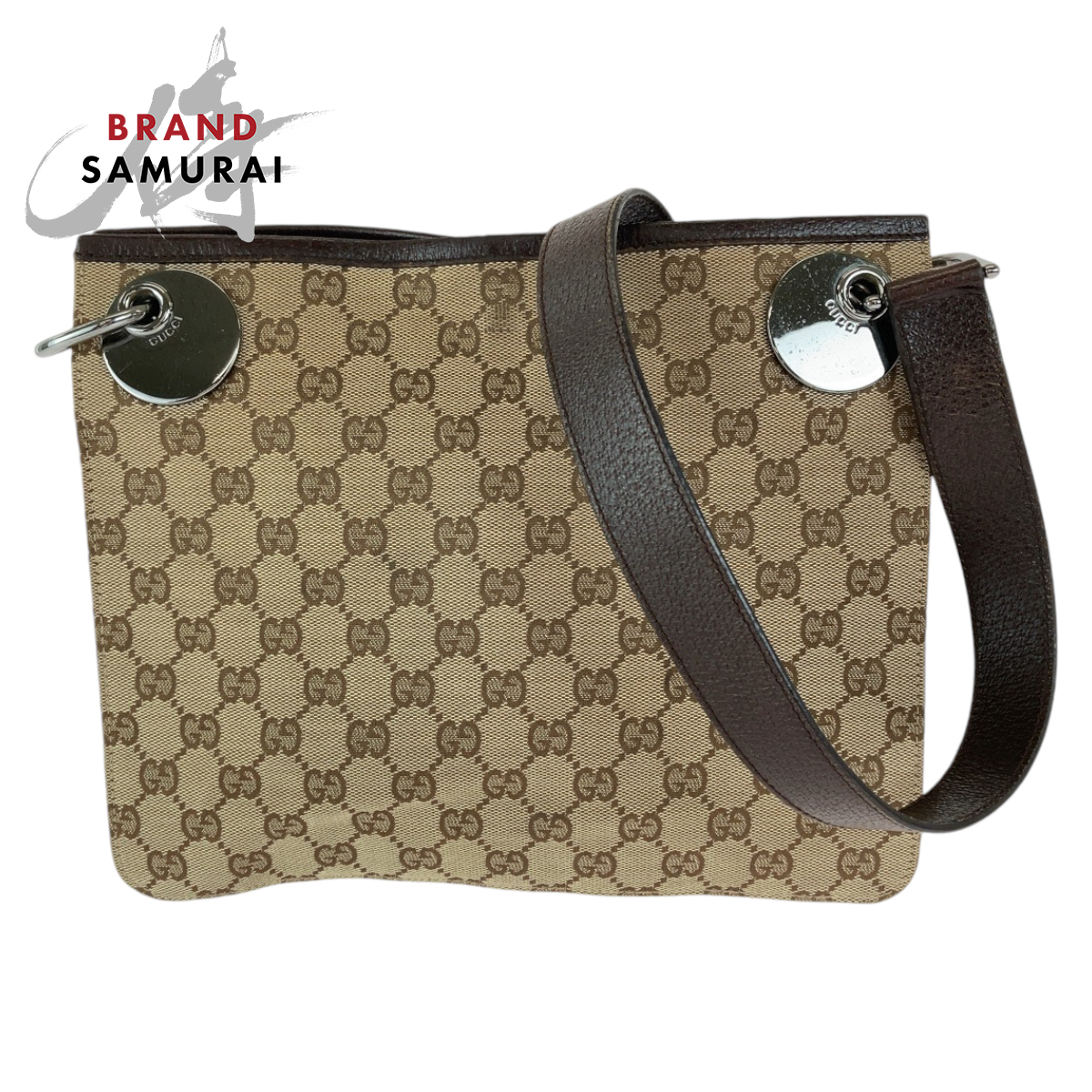 美品 GUCCI グッチ エクリプス ブラウン シルバー金具 GGキャンバス 120841 ショルダーバッグ メッセンジャーバッグ レディース 600907拍卖