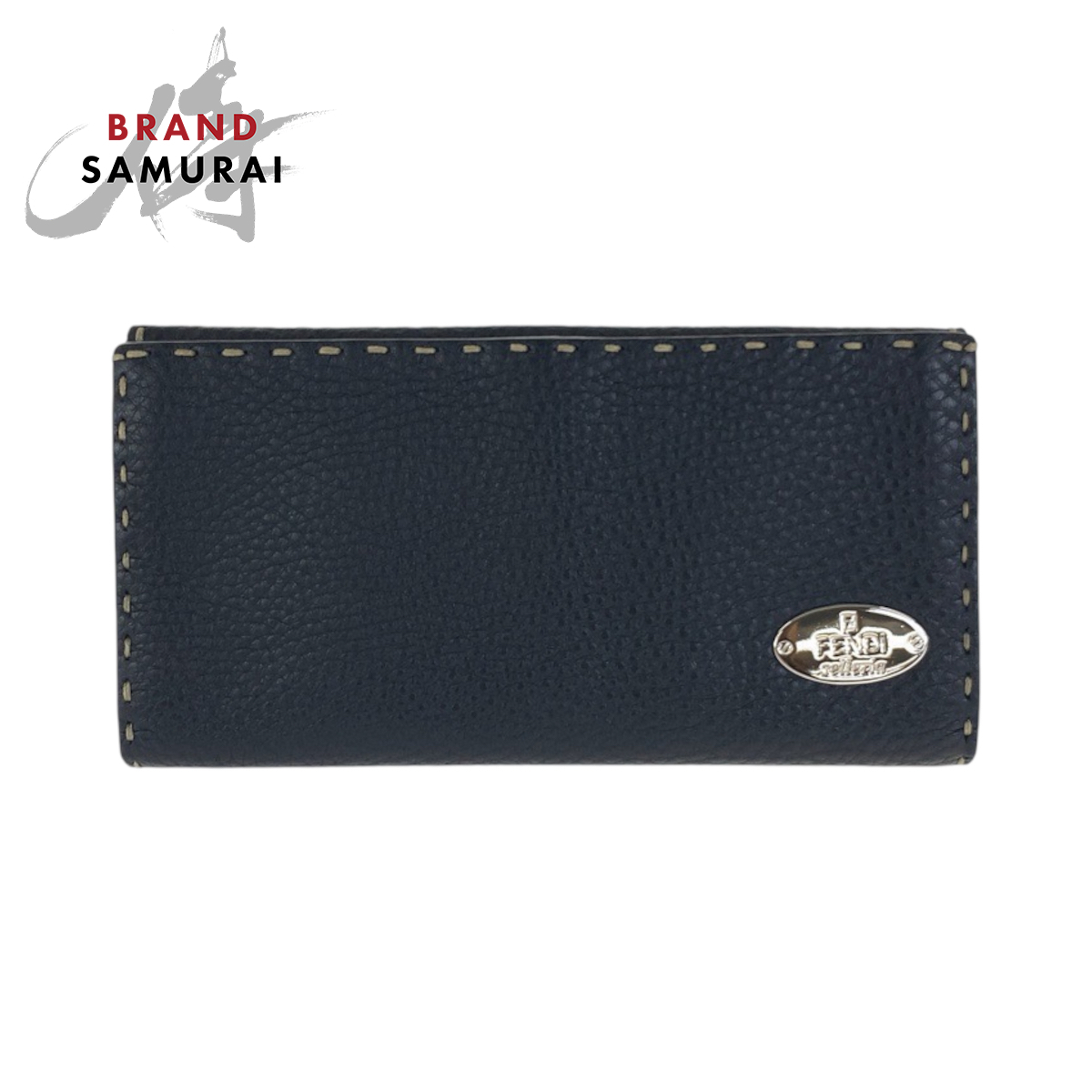 美品 FENDI フェンディ セレリア ブラック 黒 シルバー金具 レザー 8M0144 長財布 折財布 ロングウォレット メンズ 601124拍卖