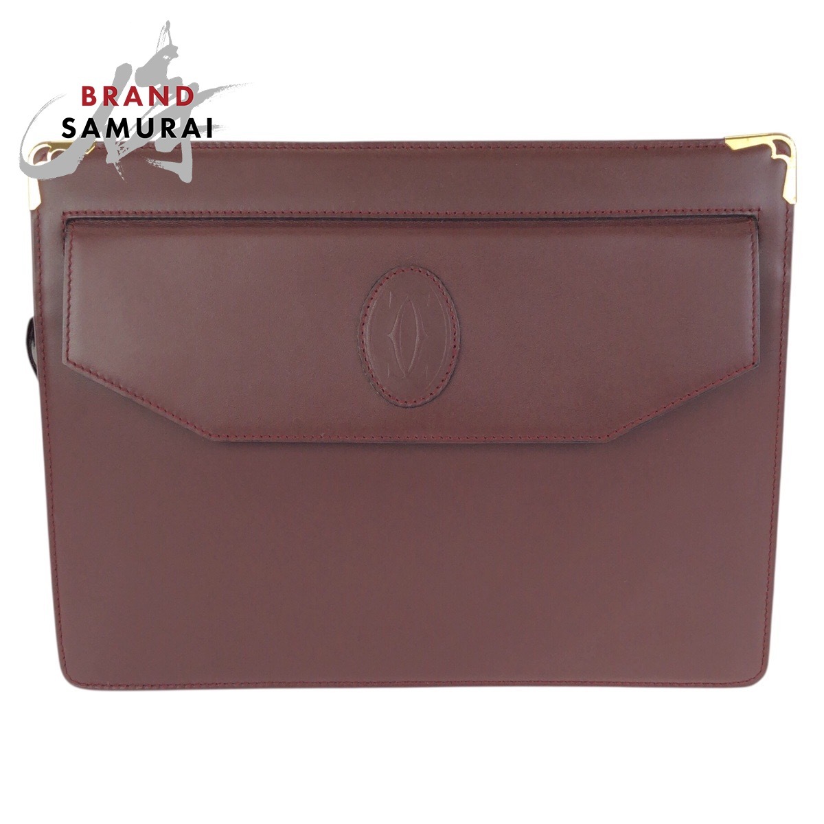 美品 CARTIER カルティエ マストライン ワインレッド ボルドー ゴールド金具 レザー クラッチバッグ セカンドバッグ 602771拍卖