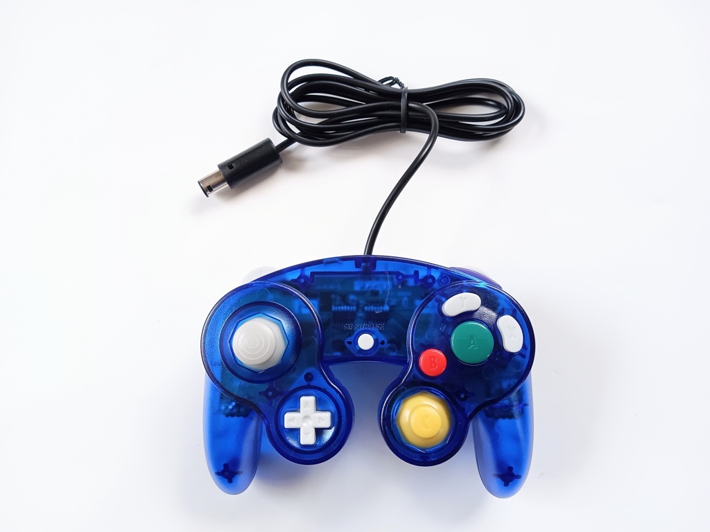ゲームキューブ Wii 有線 ゲームパッド コントローラー クリスタルブルー ジョイスティック 互換品 拍卖
