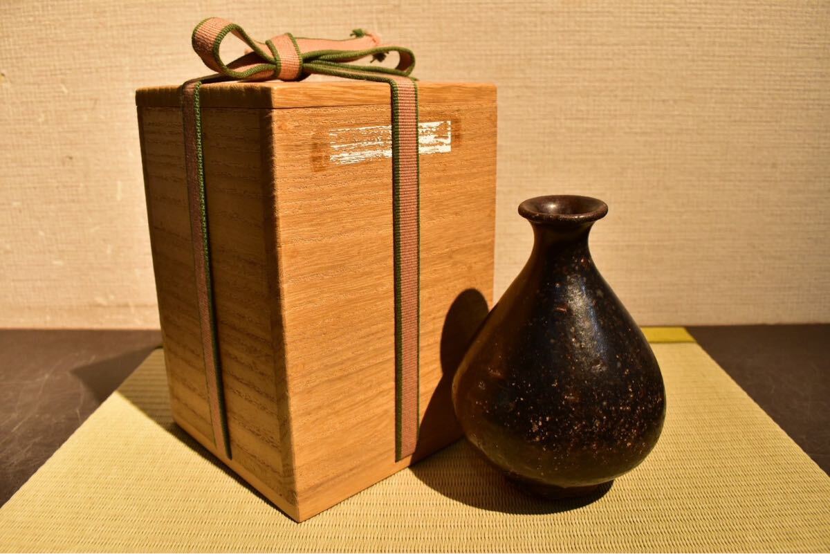 【GE】Y1092◆李朝・高麗コレクター放出品◆時代 黒高麗徳利 /中国古玩 朝鮮美術 花入 骨董品 時代品 美術品 古美術品 韓国 gi拍卖