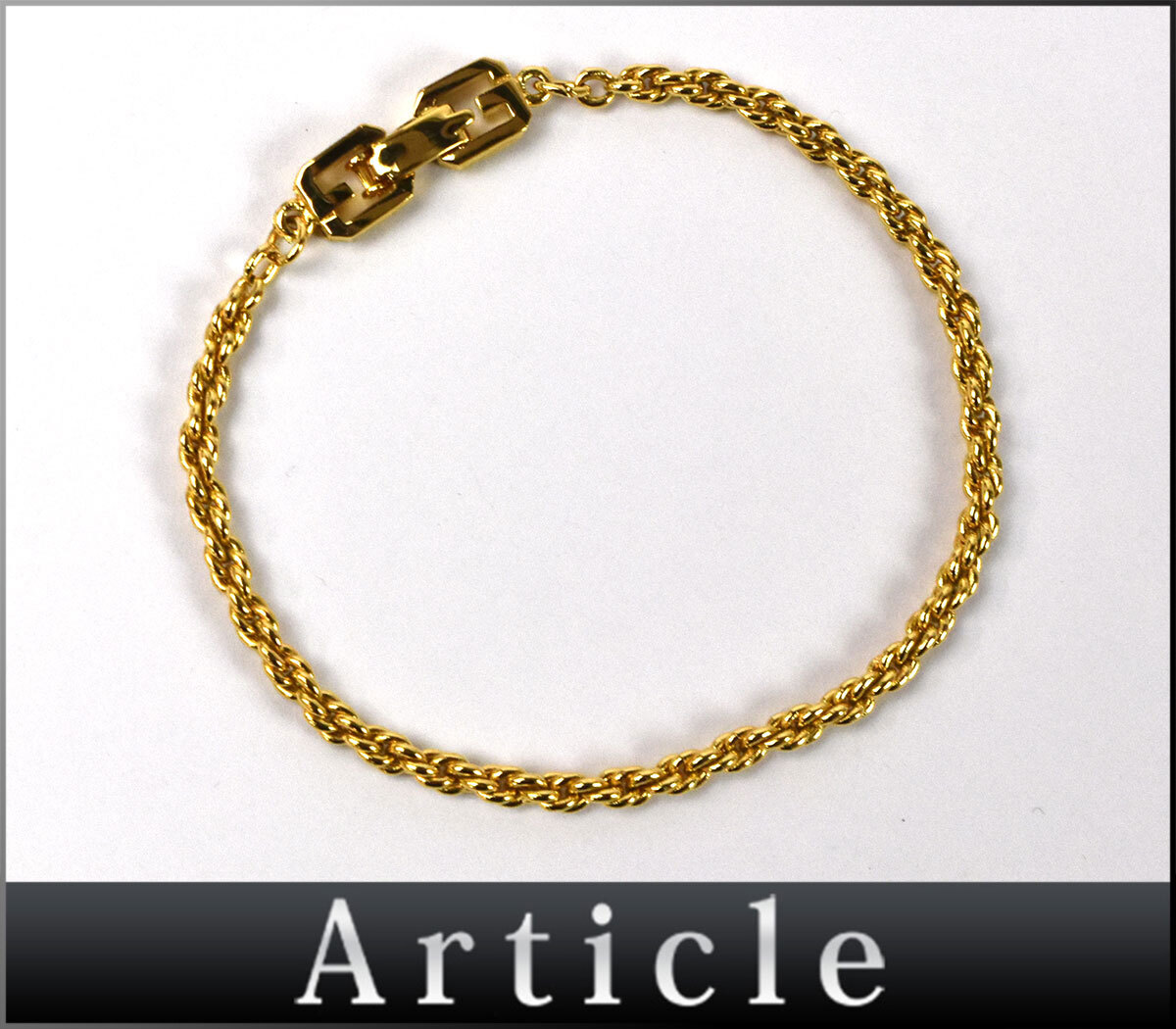 255788◇美品 GIVENCHY ジバンシィ ブレスレット アクセサリー チェーン GP ゴールド シンプル レディース 小物/ E拍卖