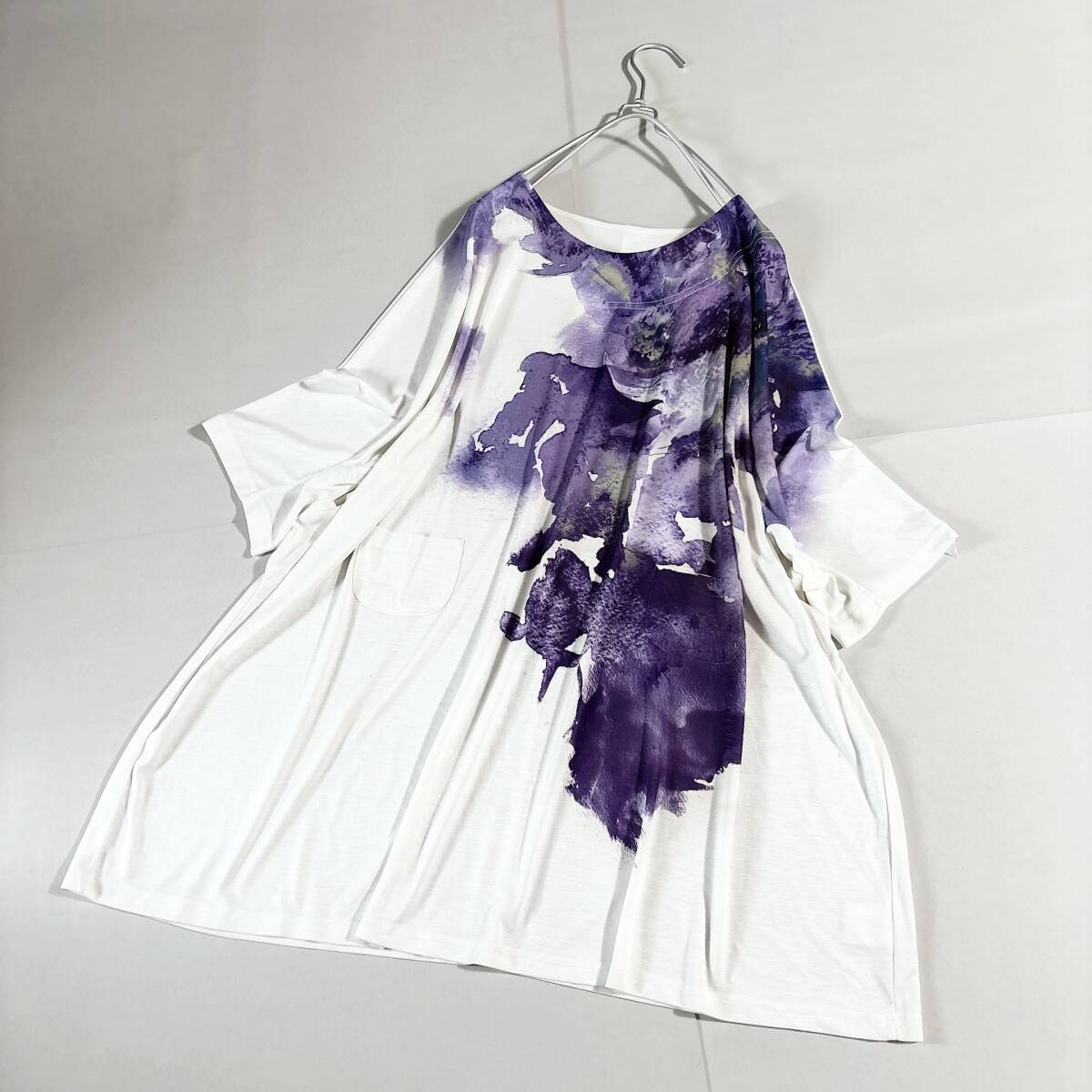 FASHION MESSAGE ファッションメッセージ 大きいサイズL-3L // 紫・パープル系柄 プルオーバー チュニック ①拍卖