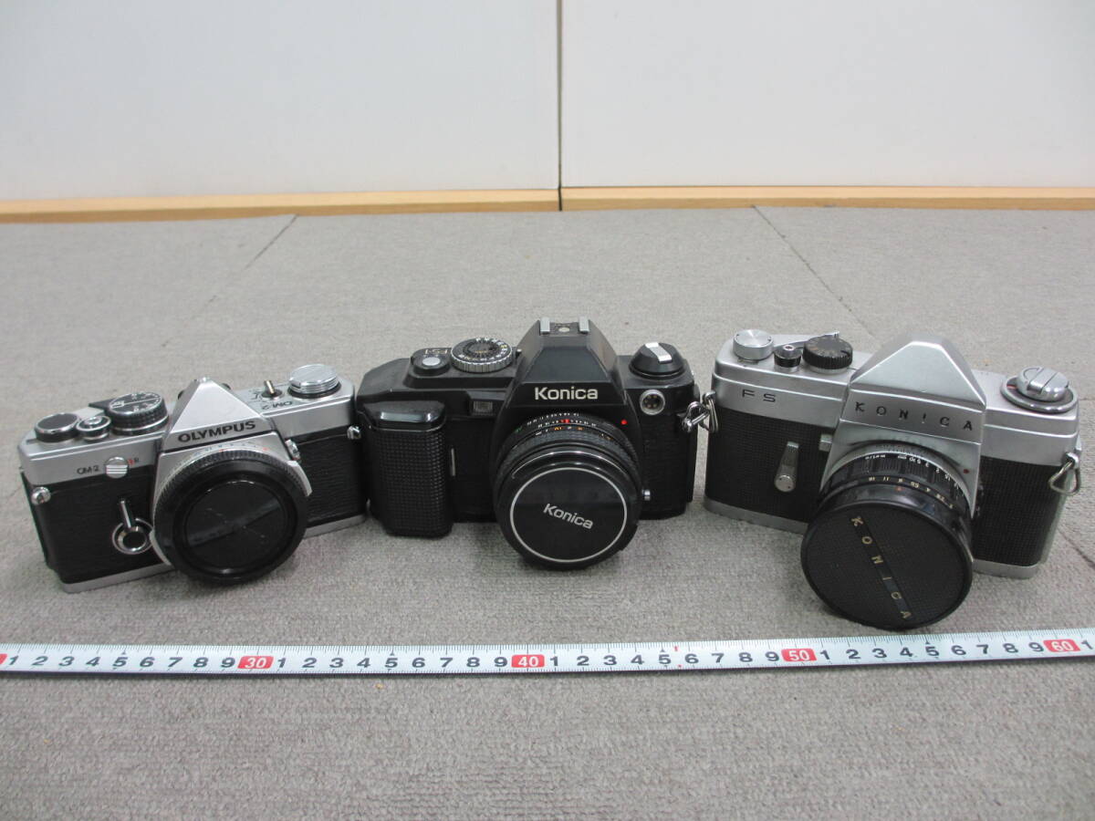 K839【6-29】★ フィルムカメラ 3点 オリンパス OM-2 ※フタ破損 コニカ FS-1 40㎜ F 1.8 FS 1:2 f=50㎜ 動作未確認・現状品 / 6-16拍卖