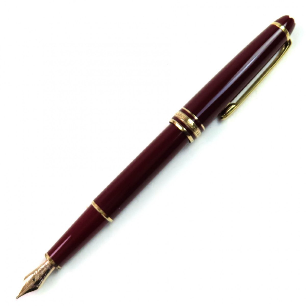 良品△MONTBLANC モンブラン マイスターシュテュック クラシック ペン先14K Fニブ ホワイトスター 万年筆 ボルドー ゴールド ドイツ製拍卖