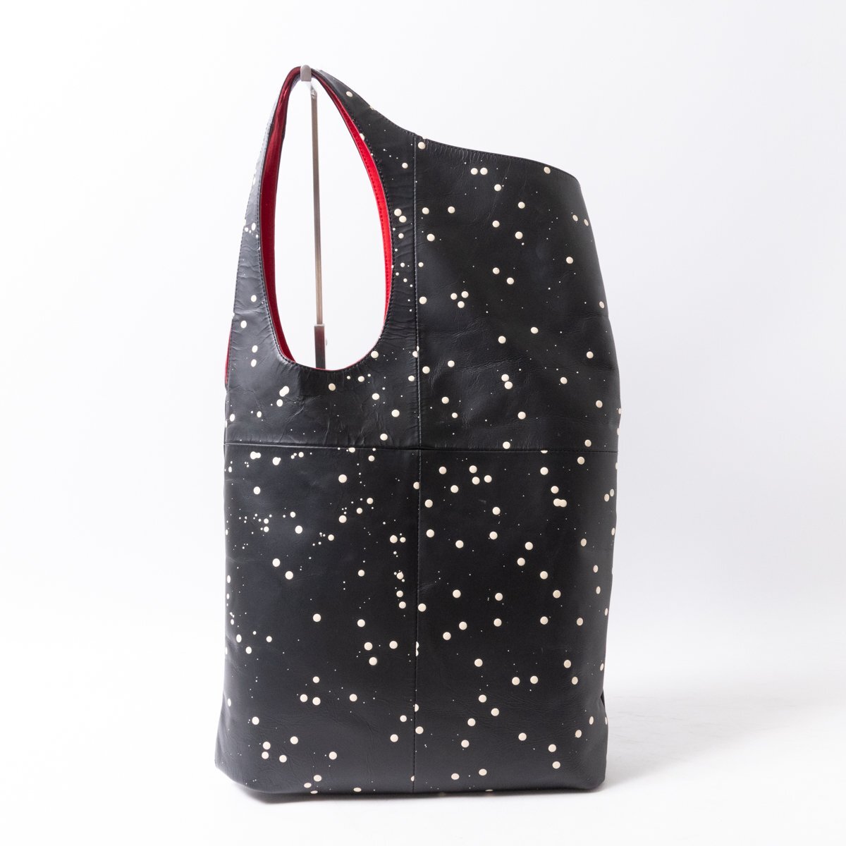 【1円スタート】Kawa-Kawa カワカワ トートバッグ レザー 本革 日本製 ブラック 黒 ドット柄 レディース 手さげ カジュアル bag 鞄 かばん拍卖
