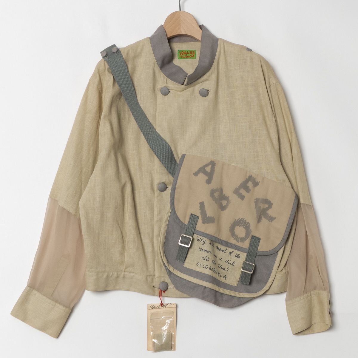【1円スタート】未使用品 難あり OLLEBOREBLA アルベロベロ BAGモチーフジャケット アウター 綿ガーゼ 大人かわいい 春秋 ベージュ拍卖