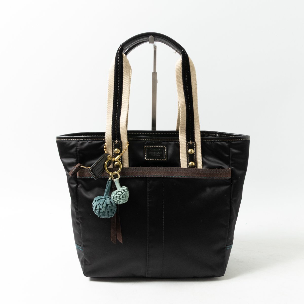 【1円スタート】COACH コーチ H05M-8F25 ハンプトンズ トートバッグ ナイロン スエード ブラック レディース 手さげ カジュアル bag 鞄拍卖