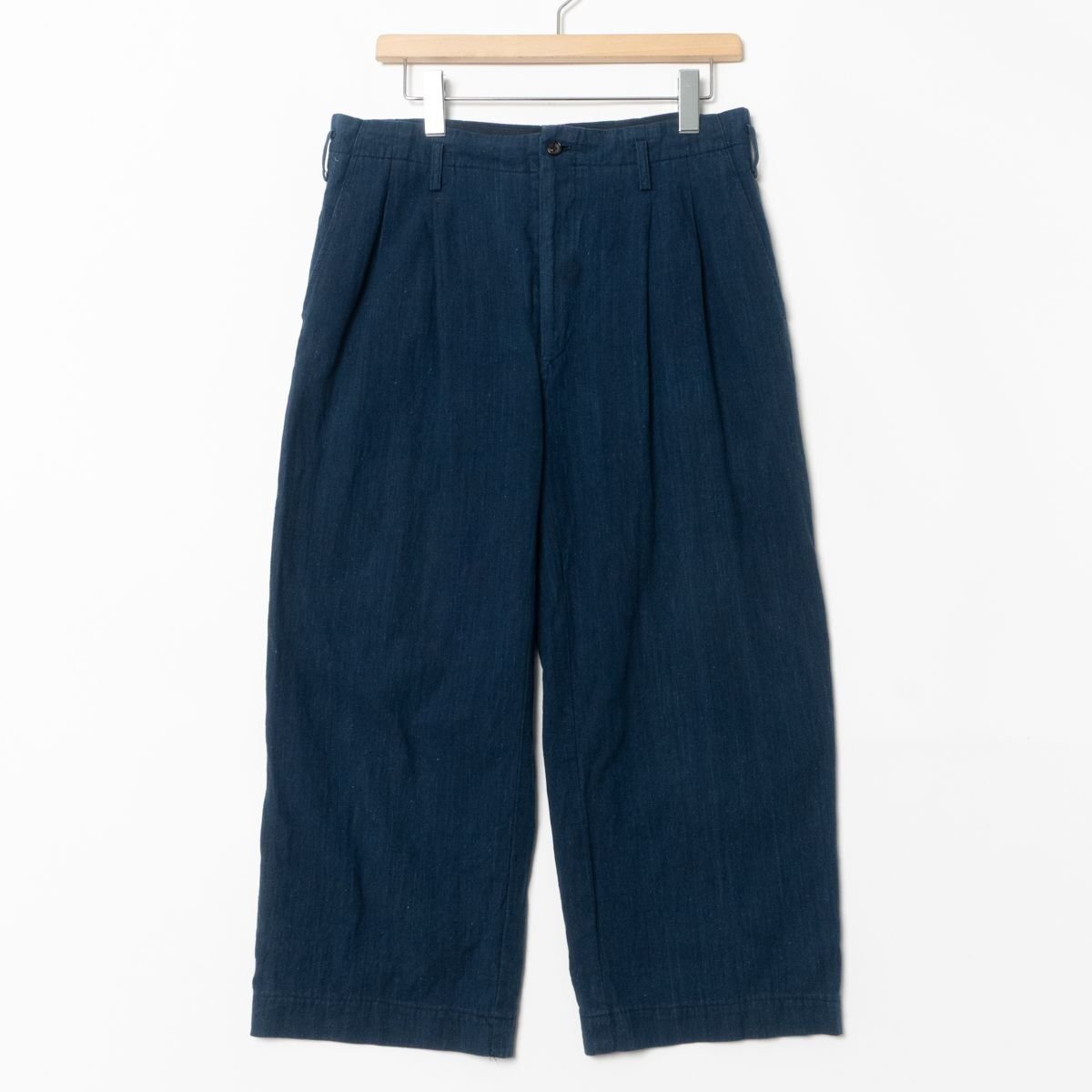 【1円スタート】tricot COMME des GARCONS トリコ コムデギャルソン 藍染めツータックパンツ M レディース 綿100% 春夏 インディゴ 青拍卖