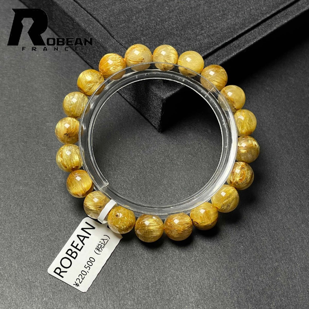 【限定一点】EU製★ROBEAN・極!極満針ルチルクォーツ★ブレスレット パワーストーン 天然石 金運 お守り 9.4-9.9mm M1030907拍卖