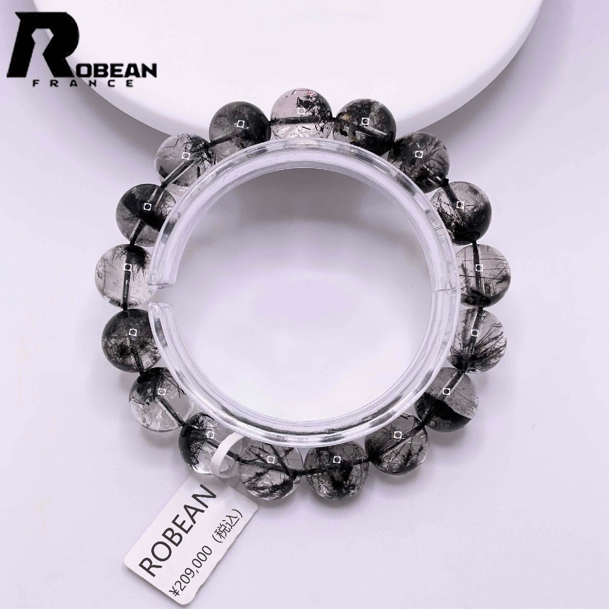 【限定一点】EU製★ROBEAN・ブラックルチルクォーツ★黒針水晶ブレス パワーストーン 金運 天然石 原石 12.3-12.6mm M0414927拍卖