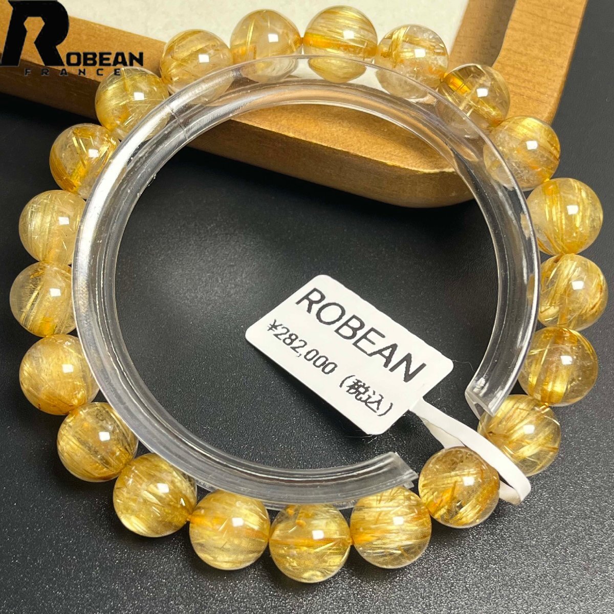 【一点限り】EU製★ROBEAN・極!極満針ルチルクォーツ★ブレスレット パワーストーン 天然石 金運 お守り 9.4-9.9mm K1024160拍卖