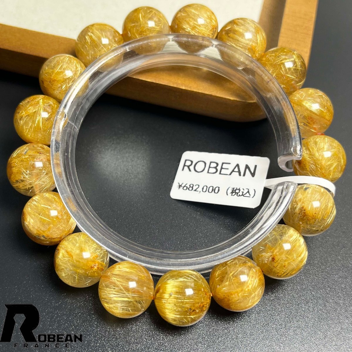 【一点限り】EU製★ROBEAN・極!極満針ルチルクォーツ★ブレスレット パワーストーン 天然石 金運 お守り 12.9-13.4mm K1024153拍卖