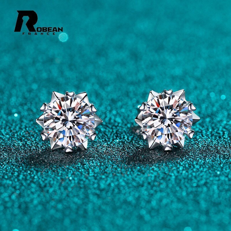 レア EU製★ROBEAN・人工ダイヤモンド・ピアス★s925 シルバー 合成ダイヤモンド 綺麗 オシャレ プレゼント 0.8cm ME826538拍卖