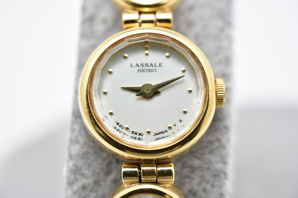 美品 LASSALE SEIKO ラサール セイコー 1E20-2A00 ホワイト 2針 ラウンド Quartz レディース 腕時計 白文字盤 ドレスウォッチ拍卖