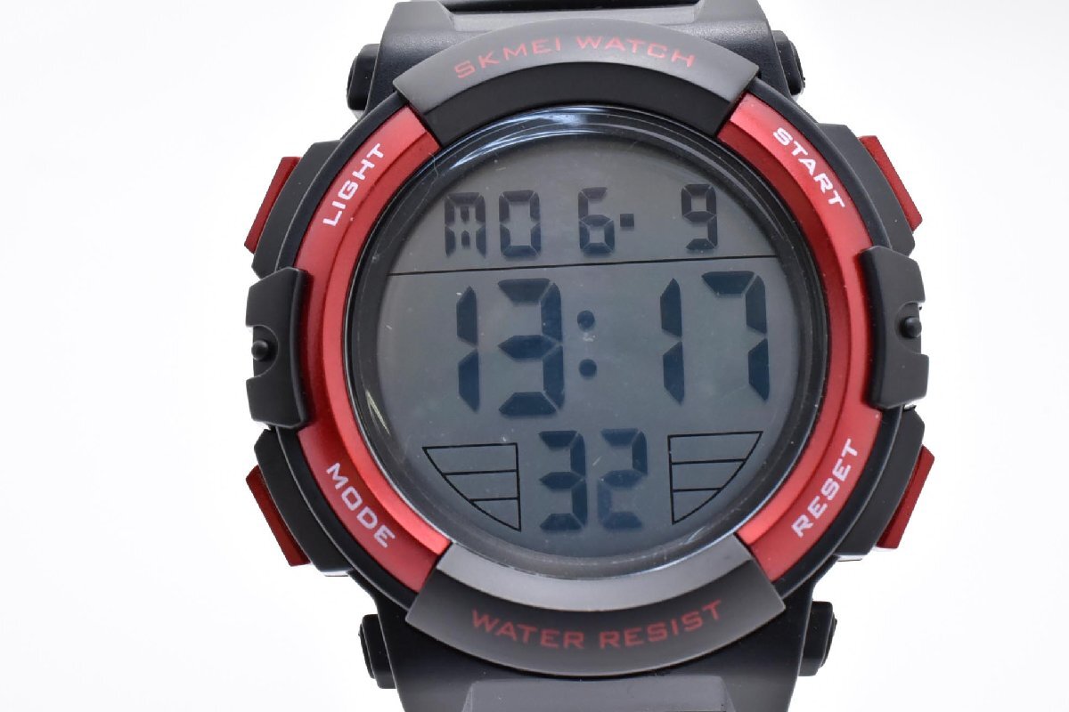 稼働品 SKMEI スカーメイ 1258 ブラック デジタル ラウンド 5BAR Quartz メンズ 腕時計 スポーツウォッチ ヴィンテージ拍卖