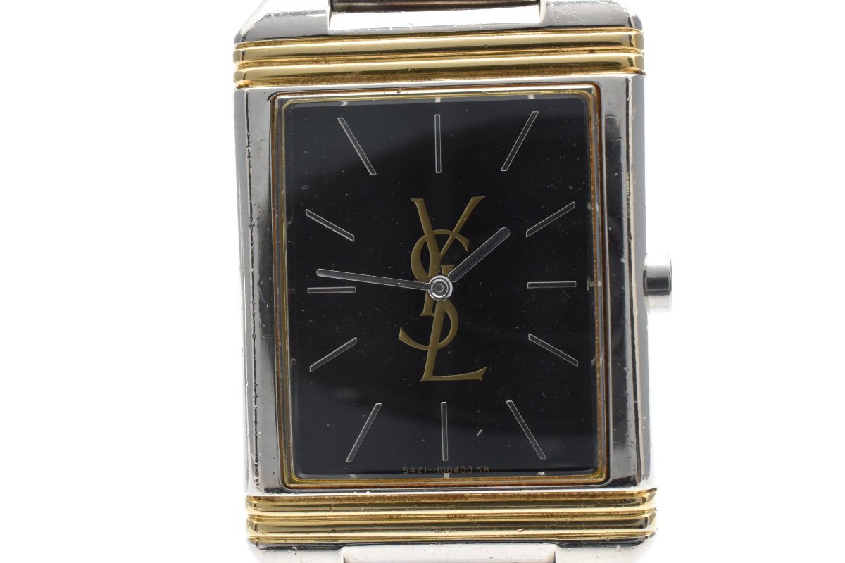 YVES SAINT LAURENT イヴ・サンローラン 5421-H04724Y ブラック 3針 レクタンギュラー ベースメタル 生活防水 Quartz レディース 腕時計拍卖