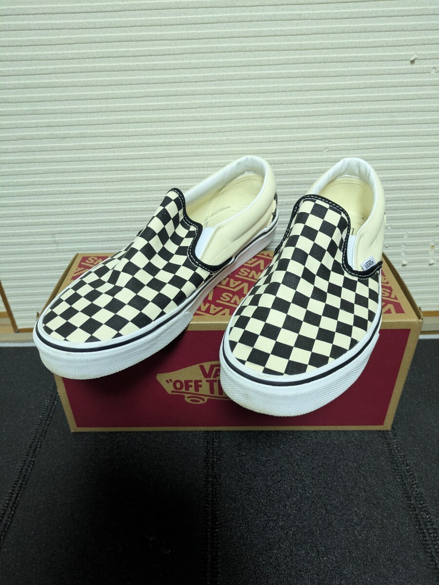 美品 中古 VANS スリッポン チェッカー ブラック ホワイト US10.5 28.5cm US企画 アメカジ スケート サーフ チョッパー ホットロッド拍卖