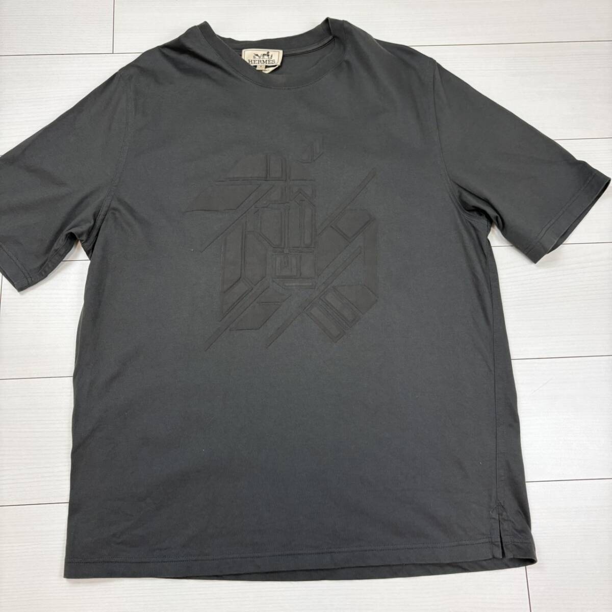 19『美品・名作』 HERMES エルメス メンズ 立体ロゴ グラフィック ルーズフィット 半袖 Tシャツ トップス グレー M相当拍卖