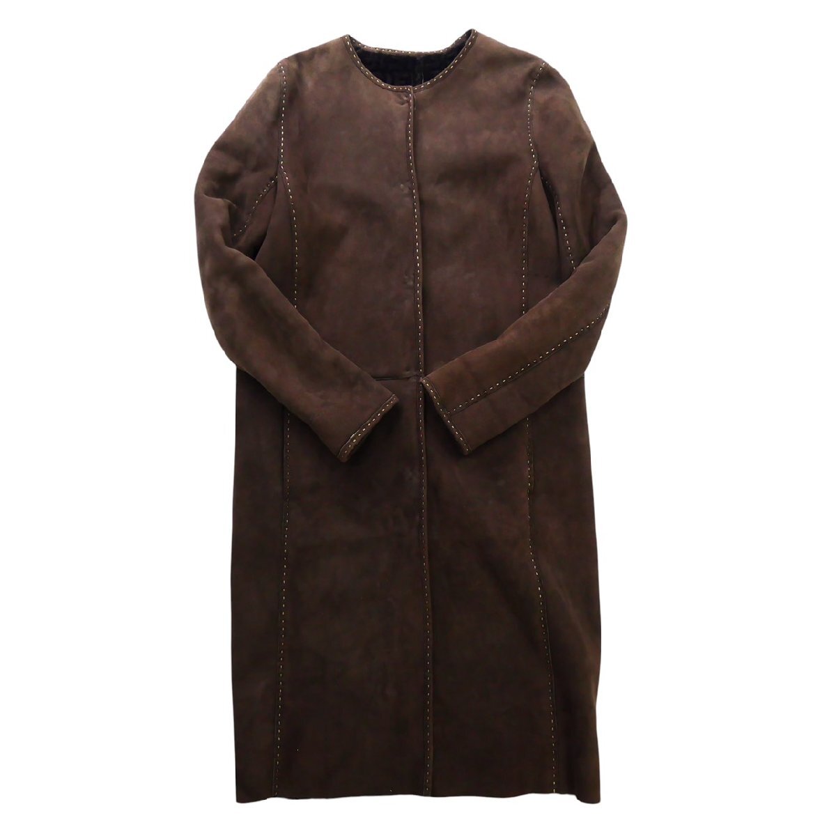 1円スタート FENDI フェンディ セレリア ムートンコート ロングコート アウター 防寒着 ズッカ柄 FFロゴ ファッション レディース拍卖