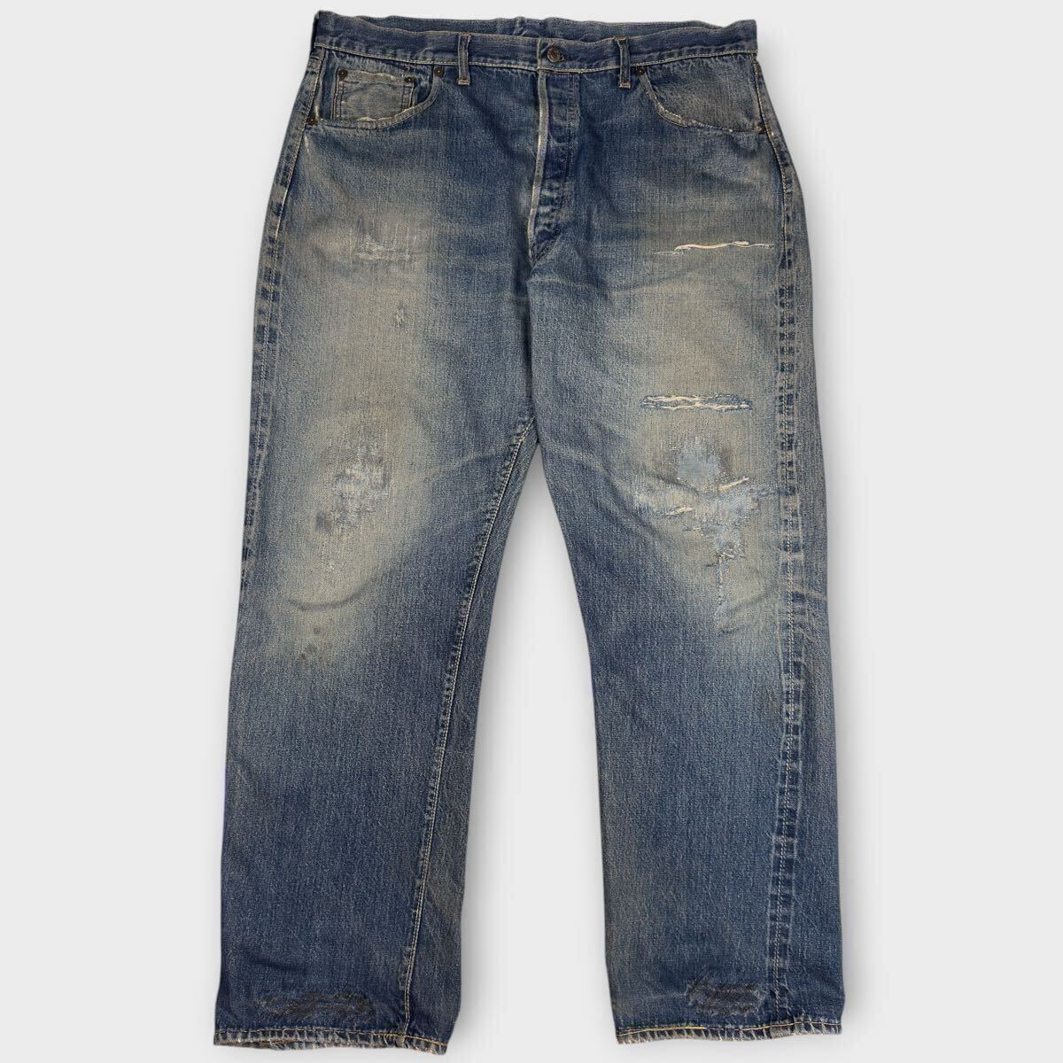 ★50s オリジナル Levi's 501XX ヴィンテージ 片面 BIG E センターセット イエローステッチ 47モデル ボタン裏J リーバイス 501xx 隠しリベ拍卖