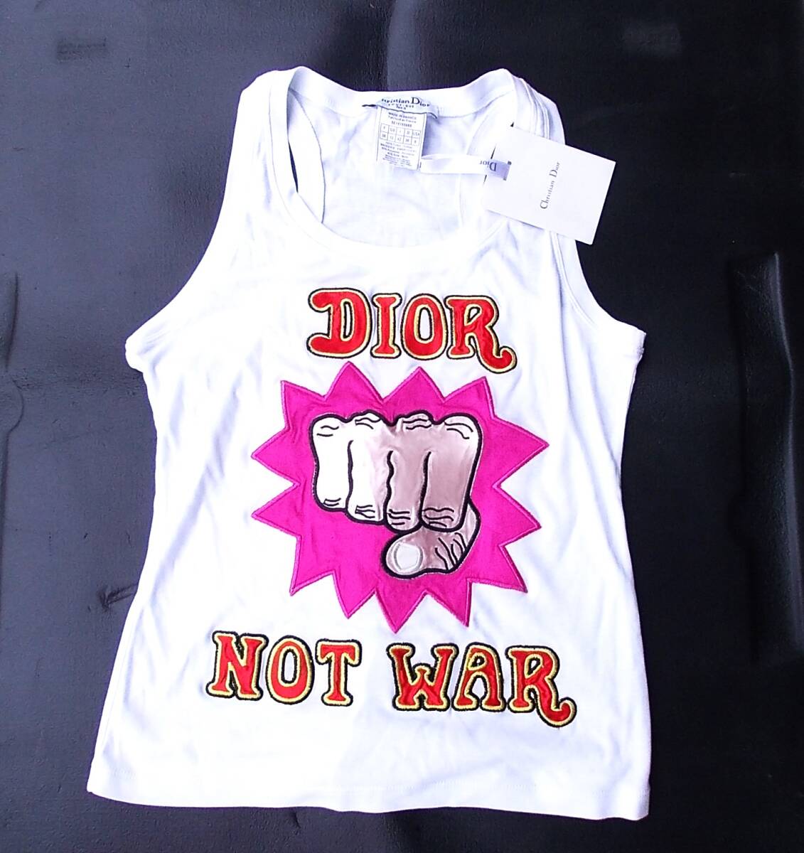 タグ付/Christian Dior クリスチャンディオール 38 タンクトップ フランス製 ノースリーブ NOT WAR拍卖