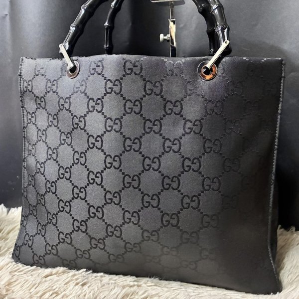 1円~【極美品】グッチ GUCCI ハンドバッグ メンズ ビジネス 手提げ A4 PC 書類鞄 GG バンブー ブラック 黒拍卖