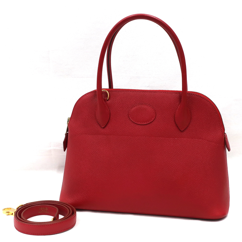 【美品】HERMES/エルメス ボリード27 クシュベル ルージュヴィフ 〇W刻印 ショルダーバッグ 800040188拍卖