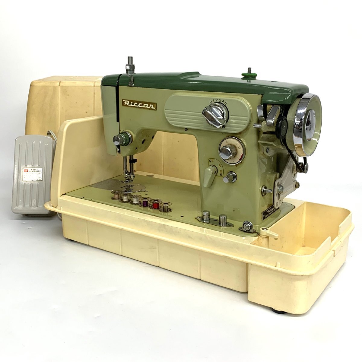 1円~/RICCAR/リッカー/RZ-204B/ミシン/ケース・付属品付/裁縫/手芸/ハンドクラフト/昭和レトロ/ヴィンテージ/通電確認済/ジャンク/TH003拍卖