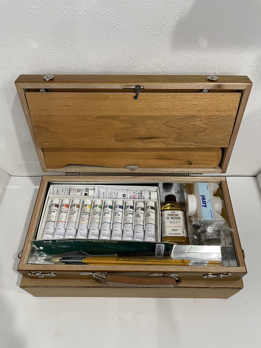 油絵用スケッチ箱 SKETCHING BOX 木製 ホルベイン HOLBEIN 油彩画用 油絵具 筆 油絵 アート用品拍卖