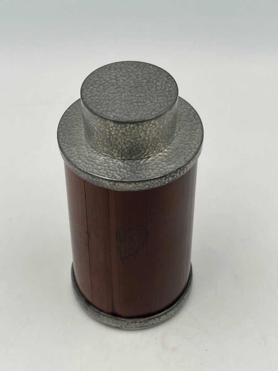 錫縁 竹製 兼房 茶筒 茶入 茶道具 煎茶道具 鎚目 時代物 古美術 古民芸 骨董品 錫製拍卖