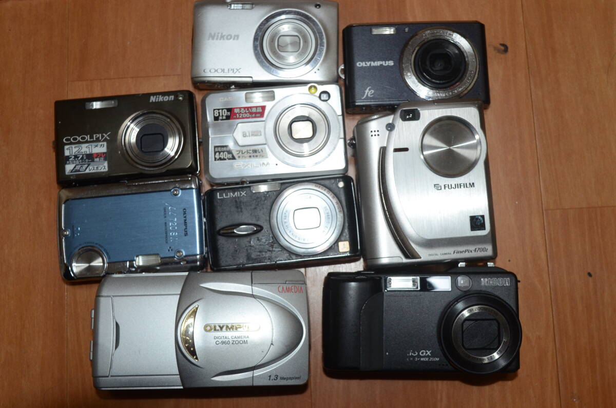 デジカメ まとめ Nikon Coolpix A100 /LUMIX DMC-FX01 / RICOH GX / FUJIFILM Finepix 4700z /casio EXILIM OLYMPUS など 動作未確認拍卖