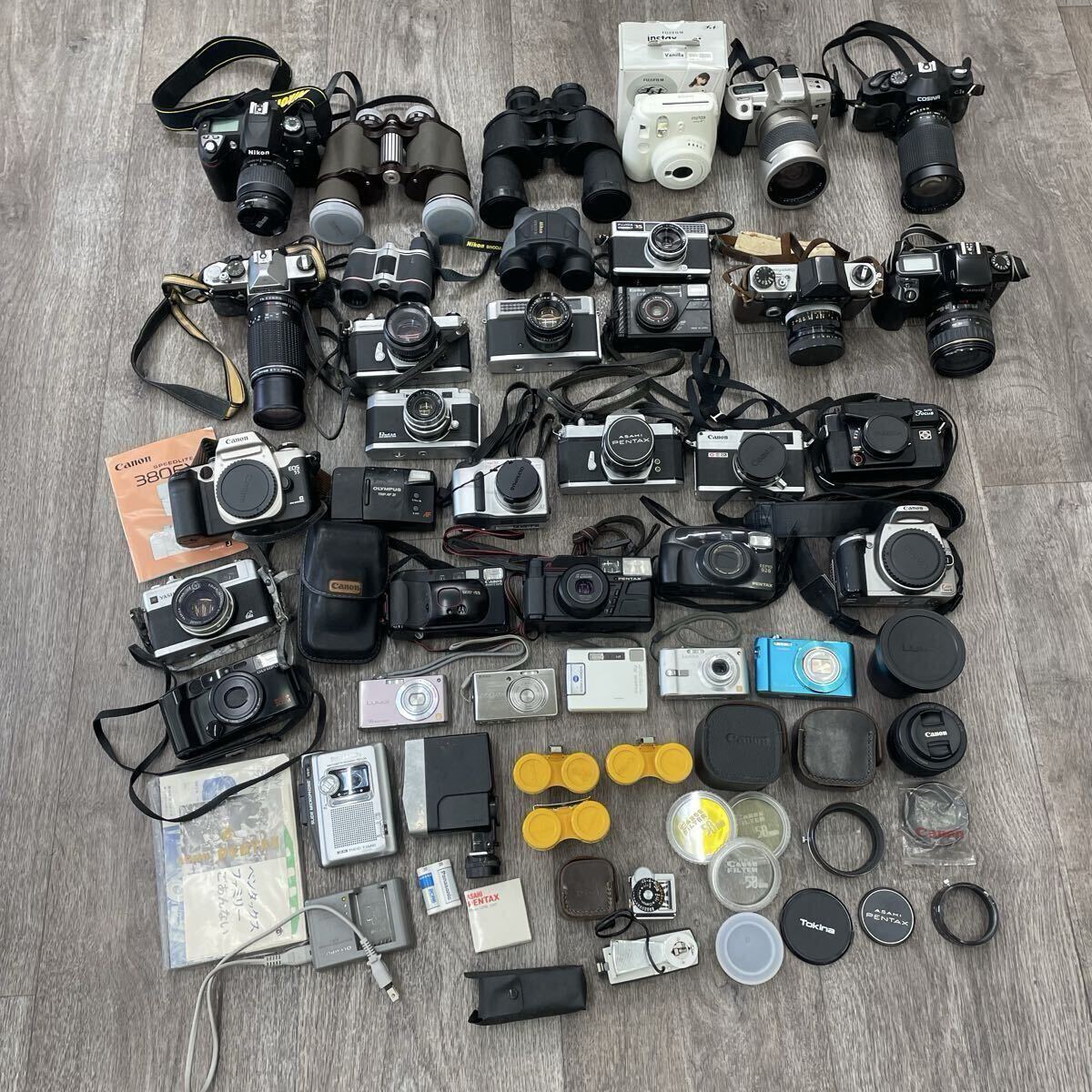 1円 カメラ フィルムカメラ 34点 双眼鏡 デジタルカメラ レンズ キャノン ミノルタ 富士フィルム ペンタックス オリンパス カシオ 備品 他拍卖
