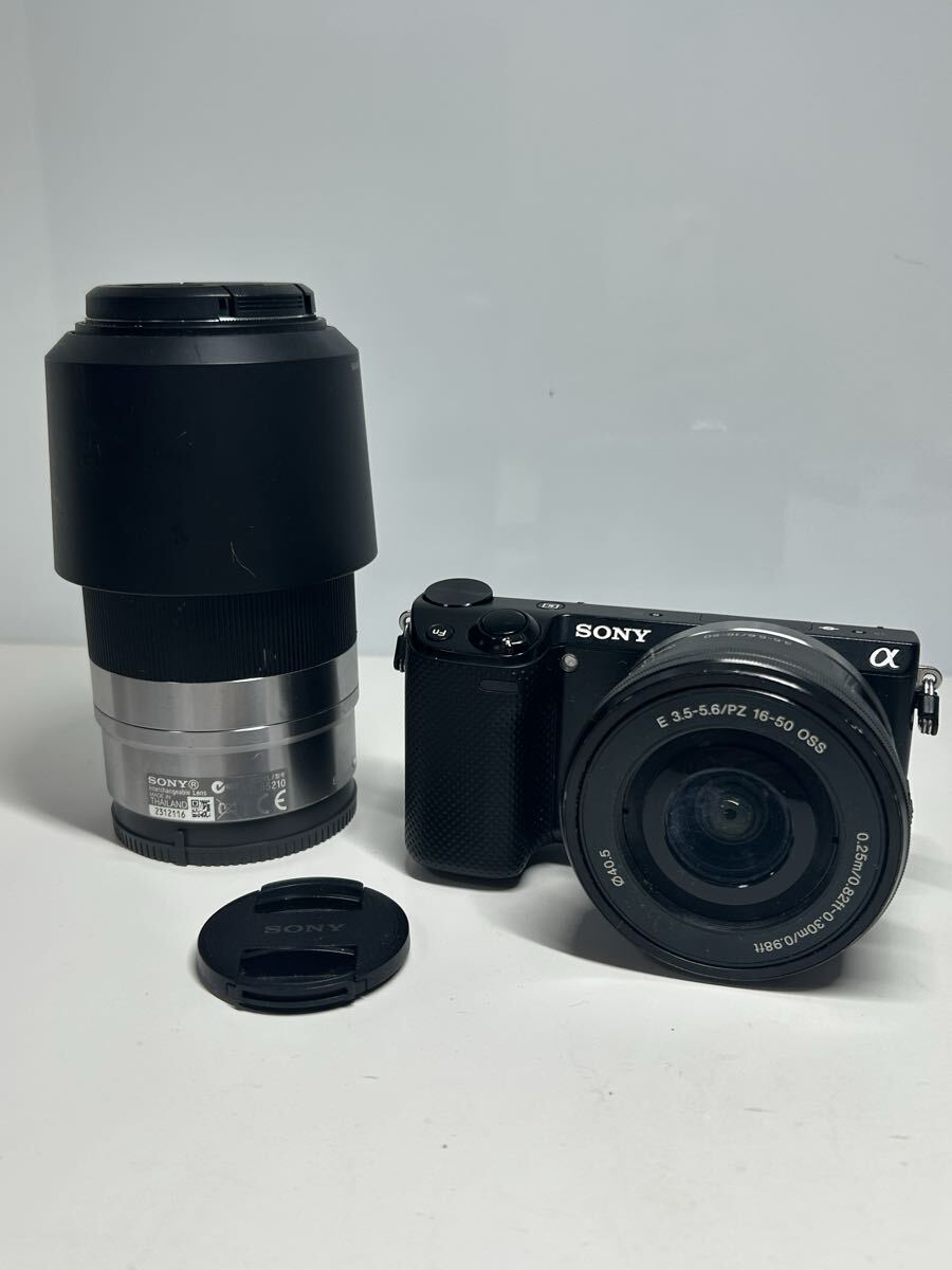 174【現状品】SONY ソニー ミラーレス一眼カメラ α NEX-5T ダブルズームレンズキット SELP1650 SEL55210 稼動品 中古 1円~拍卖