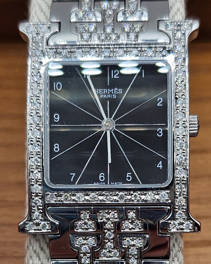 【Herms】参考価格180万円♪HウォッチHH1.510♪メンズ腕時計♪ブラック文字盤♪ケース本体♪アフターダイヤ♪エルメス♪新品同様②拍卖