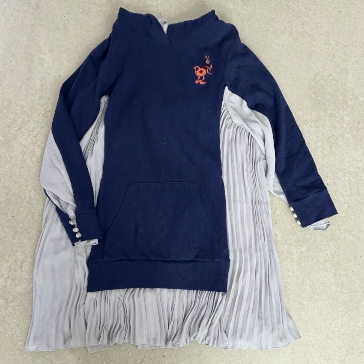 希少 UNDERCOVER 異素材ドッキング パーカー 再構築 プリーツ 2013SS トップス パーカーワンピース 拍卖