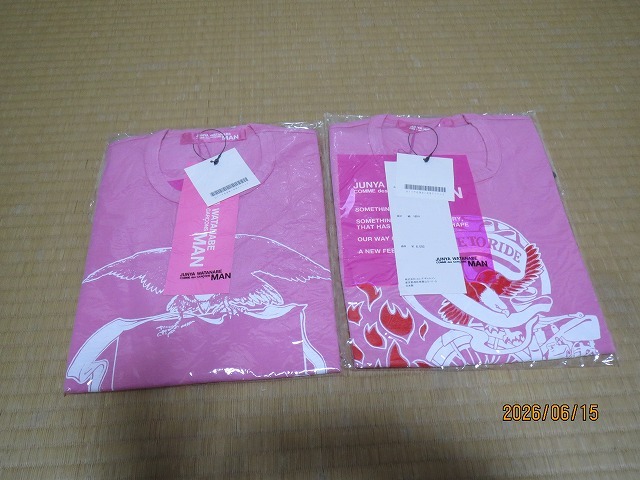 現状品 訳あり未使用品 ジュンヤ ワタナベ コムデギャルソン Tシャツ × 2 サイズ S 相当 プリント色移りあり拍卖