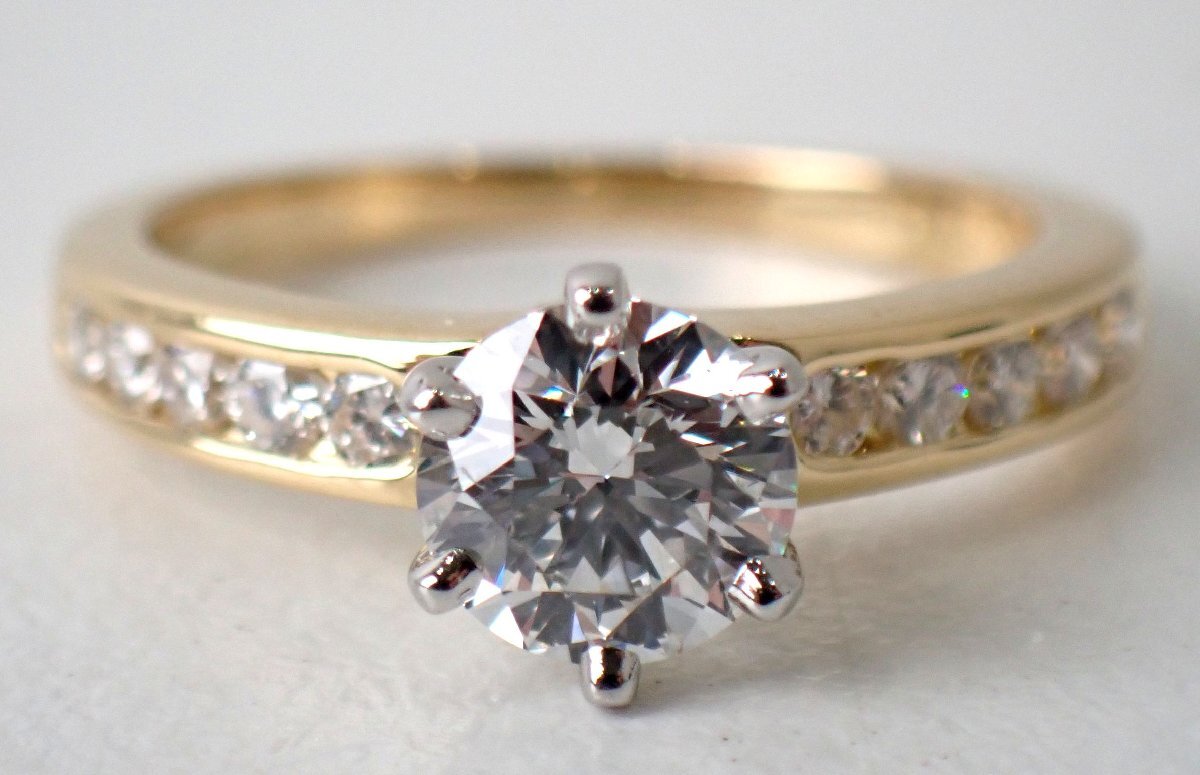 0.78ct!磨き済 超美品 ティファニー K18YG Pt950 コンビ 18金 プラチナ ソリティア ソリテール エタニティ ダイヤリング 10号 563拍卖