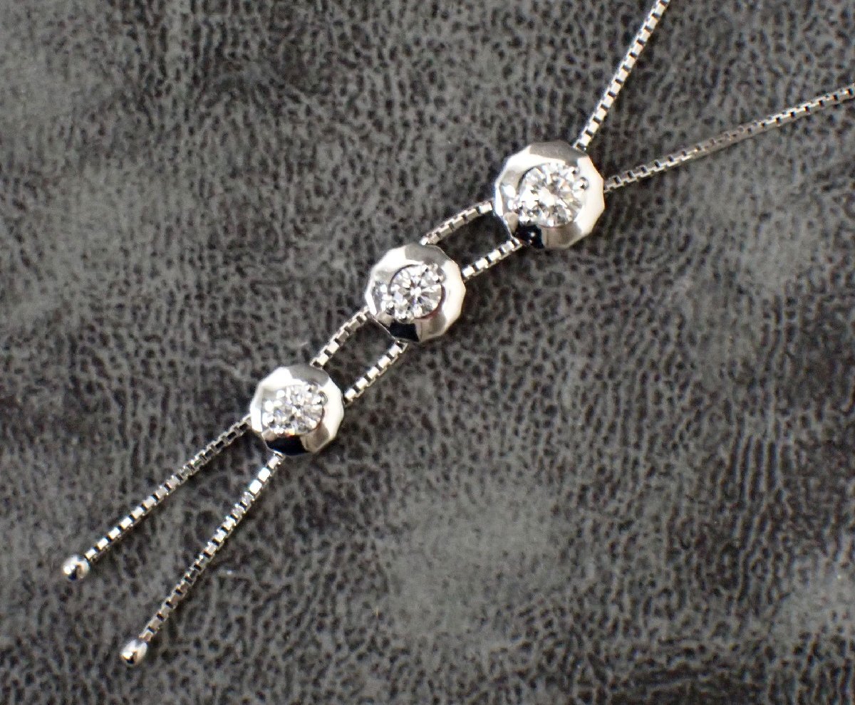 0.5キャラット 美品 タサキ TASAKI K18WG 18金 トリロジー ダイヤネックレス D0.53ct 6.6g ベネチアン ネックレス ダイヤ ネックレス 1459拍卖