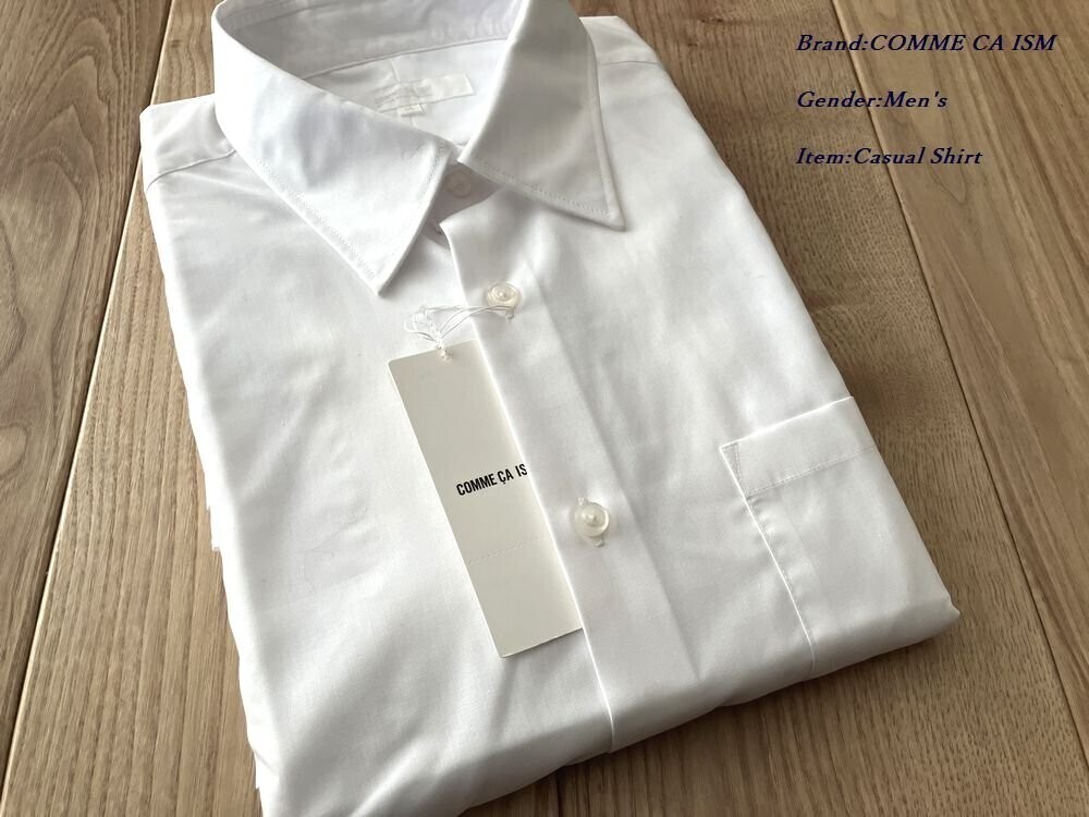 新品 COMME CA ISM コムサイズム イージーケア ブロード レギュラーカラー シャツ 01ホワイト Lサイズ 10HC03 定価4,900円拍卖