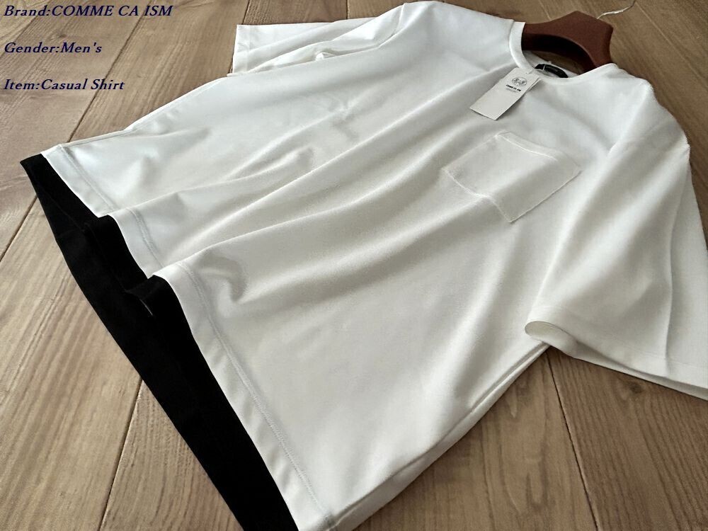 新品訳有り COMME CA ISM MEN コムサイズム メン 半袖 フェイクレイヤード クルーネックTシャツ 01ホワイト Mサイズ 60TK13 定価3,900円拍卖