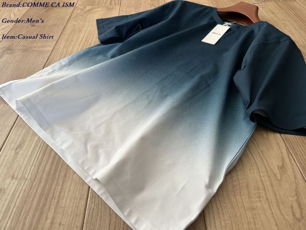 新品 COMME CA ISM コムサイズム グラデーションプリント Tシャツ 09ネイビー Mサイズ 60TK63 定価3,900円拍卖
