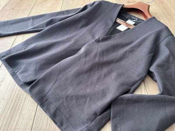 新品訳有り COMME CA ISM MEN コムサイズム 綿混ダンボールニット ジャケット 08チャコール Lサイズ 25JK02 定価5,400円拍卖