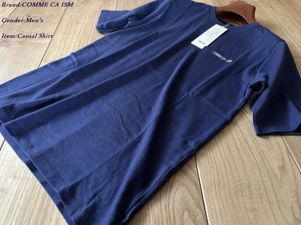 新品 COMME CA ISM コムサイズム ワンポイント ロゴプリント クルーネック半袖Tシャツ 22ブルー Fサイズ 60TE56 定価2,400円拍卖