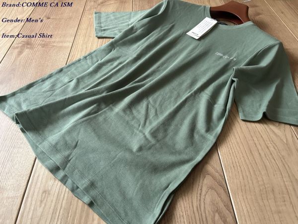 新品 COMME CA ISM コムサイズム ワンポイント ロゴプリント クルーネック半袖Tシャツ 21グリーン Fサイズ 60TE56 定価2,400円拍卖
