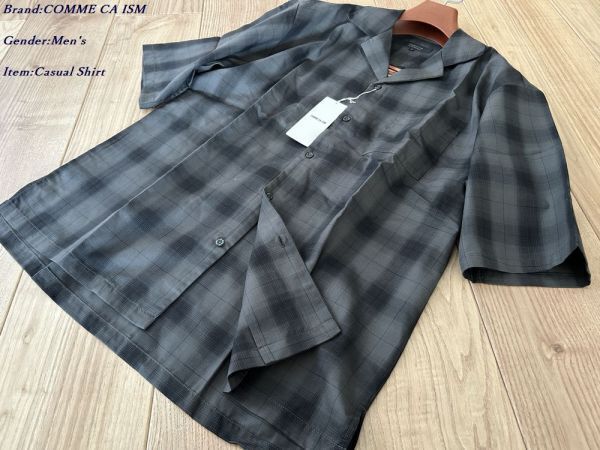 新品 COMME CA ISM コムサイズム オープンカラーシャツ 05ブラック Mサイズ 34IY17 定価5,900円拍卖