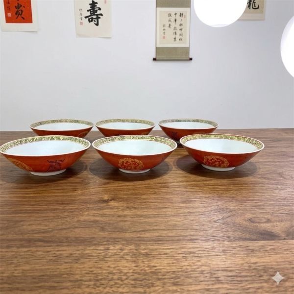 【本格中華 ラーメンどんぶり 6コセット】 18.5cm 龍 昭和レトロ 食器 鉢 【A6-3④】0603+拍卖