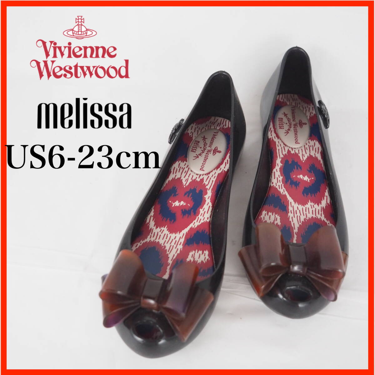 OK9662*Vivienne Westwood×melissa*フラットシューズ*US6-23cm*黒拍卖